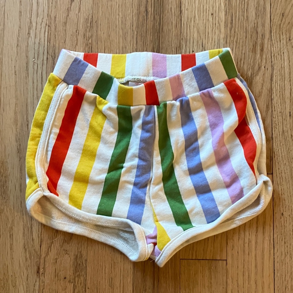 Rainbow stripe track shorts